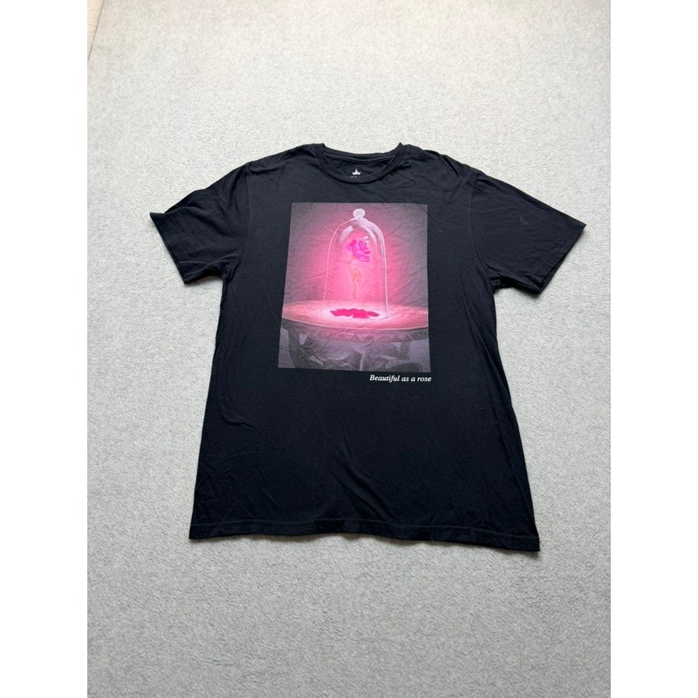 Disney Princess Beauty and the Beast Enchanted Rose Graphic Tee Black Small